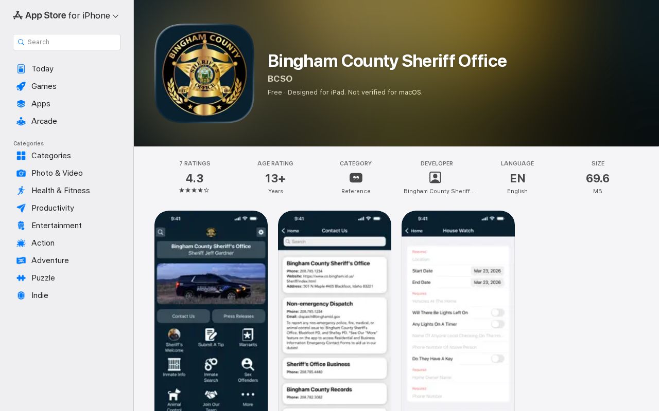 Official Bingham County sheriff app for release record checks