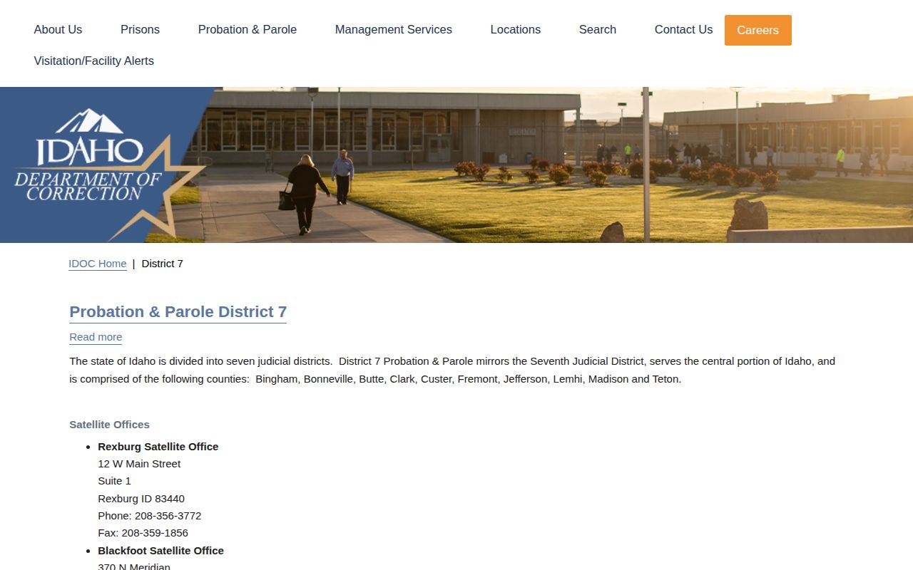 Bingham County parole and probation District 7 offices