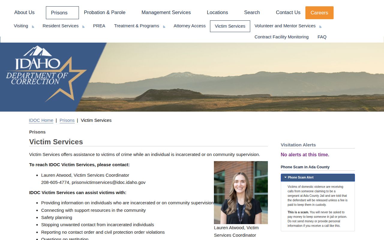 IDOC victim services options for Bingham County release alerts